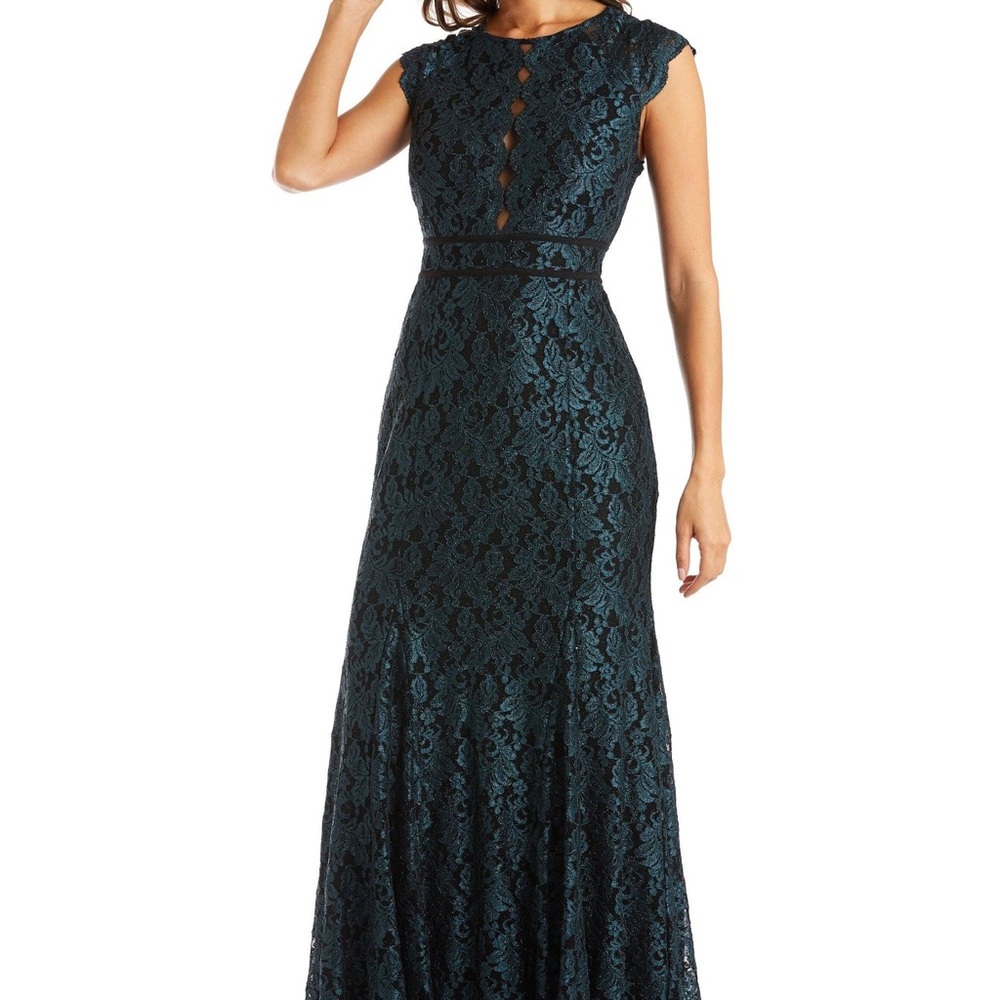 Nightway Petite Glitter Lace Gown 10P